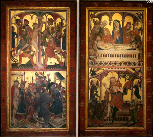 Painting with scenes of Passion of Christ at Coburg Castle. Coburg, Germany.