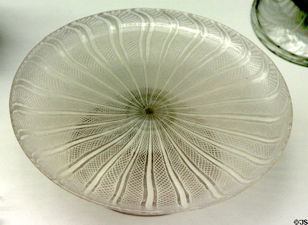 Latticino glass serving platter (2nd half 16thC) from Venice or Innsbruck at Coburg Castle. Coburg, Germany.