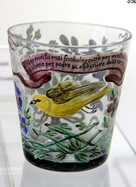 Glass beaker (2nd half 18thC) from Venice at Coburg Castle. Coburg, Germany.