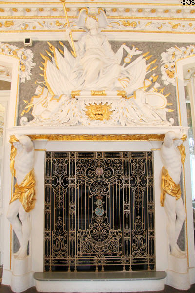 White Hall with stucco fireplace (1691-2) by Giovanni Carcani or Girolarno Rossi at Ehrenburg Palace. Coburg, Germany.