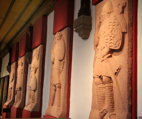 Stone carvings of knights at Imperial Castle. Nuremberg, Germany.