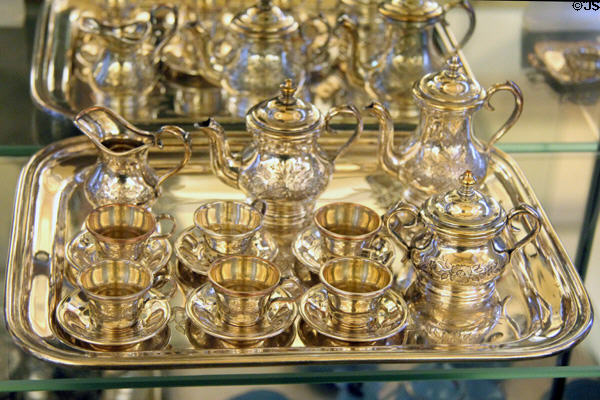 Nickel doll house Coffee & Tea Service (c1870) at City Toy Museum. Nuremberg, Germany.