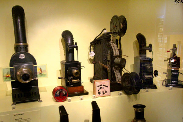 Collection of slide & movie projectors at City Toy Museum. Nuremberg, Germany.