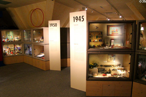 Chronology of toys gallery at City Toy Museum. Nuremberg, Germany.