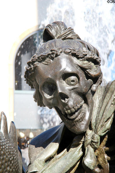 Couple in old age detail on Marriage Carousel sculpture. Nuremberg, Germany.