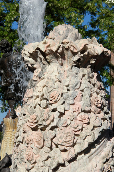 Column of roses detail on Marriage Carousel sculpture. Nuremberg, Germany.