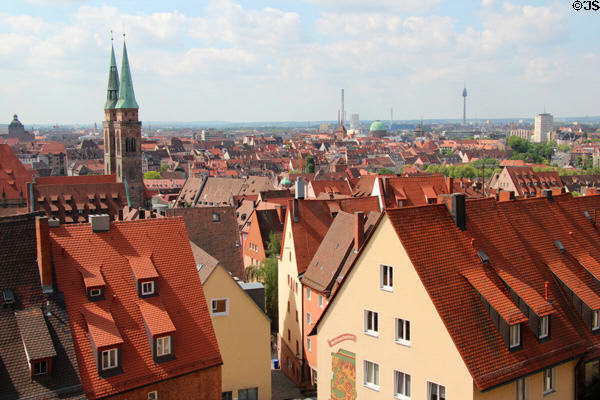 Skyline & church steeples of Nuremberg. Nuremberg, Germany.