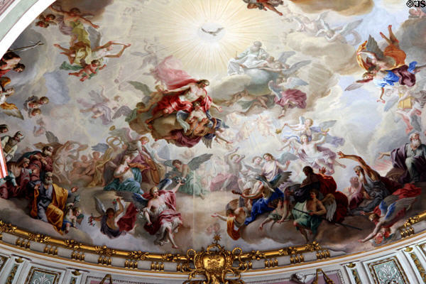 Frescoes above high altar at Ettal Benedictine Abbey. Ettal village, Germany.