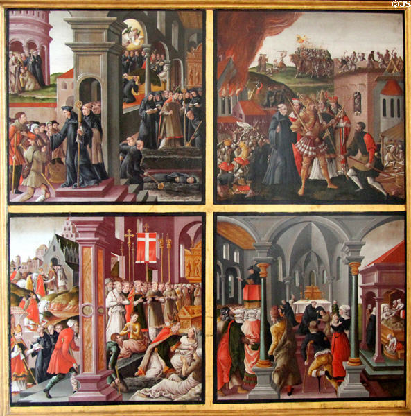 Scenes from the life of St Mang (Magnus) painting (c1570) by Allgäuer Meister in State Gallery at Hohes Schloss zu Füssen. Füssen, Germany.