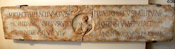 Monument to Roman military commander in era of Augustus at Museum of City of Füssen in Kloster St Mang. Füssen, Germany.