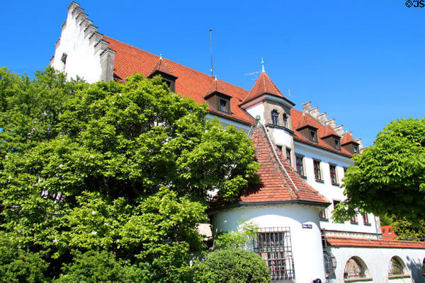 Roof line of typical stepped building on Rüber Platz. Lindau im Bodensee, Germany.