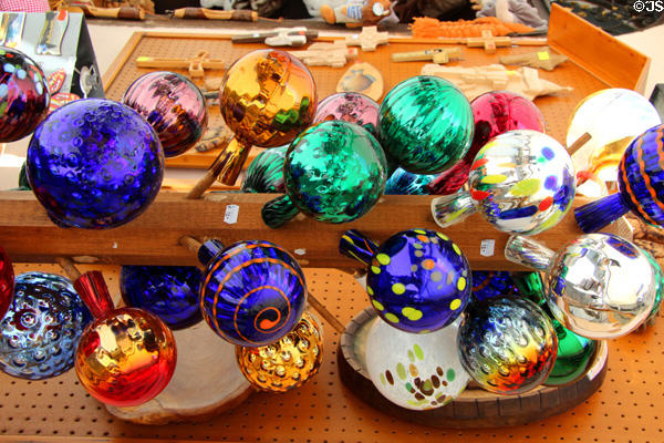 Display of German Christmas ornaments. Oberammergau, Germany.