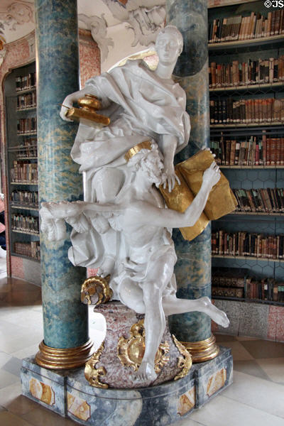 One of the statues depicting academic & religious virtues in library at Kloster Wiblingen. Ulm, Germany.