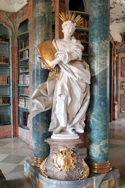One of the statues depicting academic & religious virtues in library at Kloster Wiblingen. Ulm, Germany.