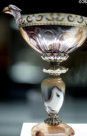 Crystal vessel with eagle's head (17thC) in Prado Museum. Madrid, Spain.