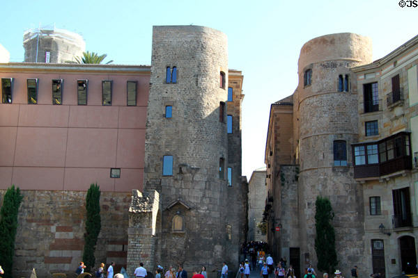 Gate of Roman wall (4thC) (Plaça Nova). Barcelona, Spain.