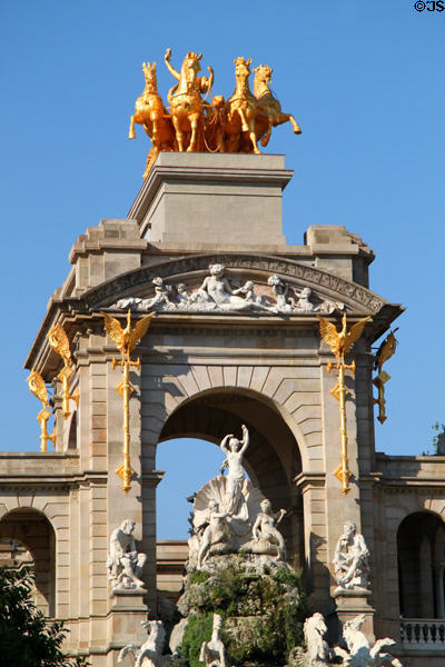 Venus sculpture by Venanci Vallmitjana under arch of Cascade fountain (1881) in Ciutadella Park. Barcelona, Spain.