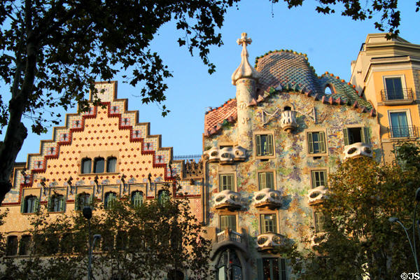 Casa Amatller & Casa Batlló upper stories. Barcelona, Spain.