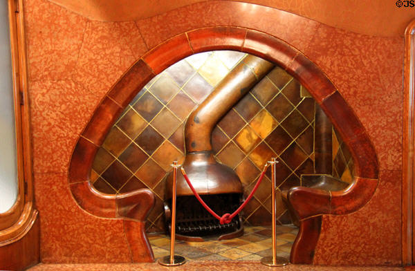 Fireplace sitting room at Casa Batlló. Barcelona, Spain.