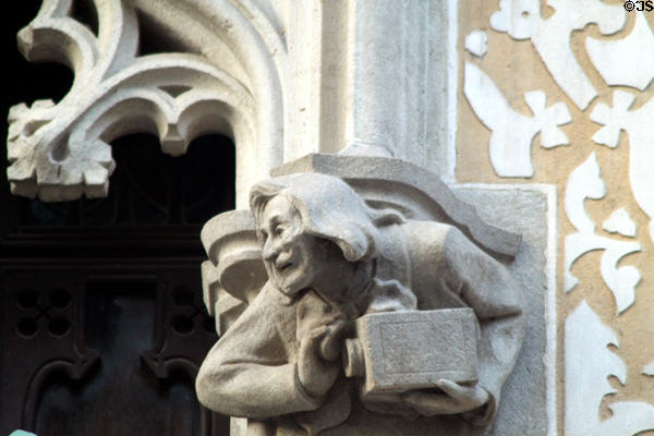 Carved figure with jar on Casa Amatller. Barcelona, Spain.