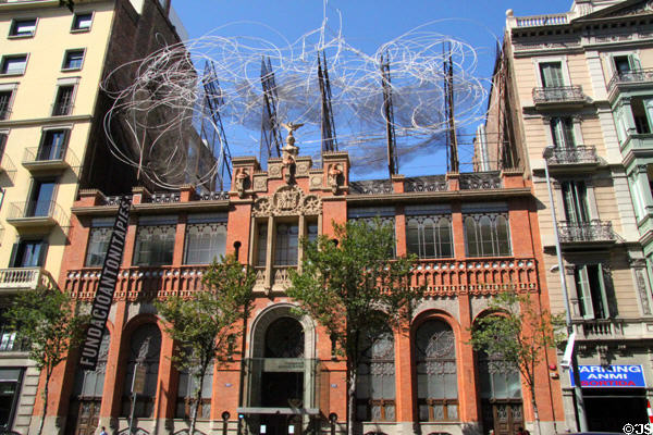 Fundació Antoni Tàpies (Antoni Tàpies Foundation museum) (1990 remodel of 1885 structure) (Carrer d'Aragó 255 near Casa Batlló). Barcelona, Spain. Style: Modernista. Architect: Lluís Domènech i Montaner; remodel Roser Amadó & Lluís Domènech Girbau.