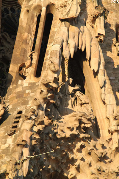 Coronation of Mary on Nativity Facade at Sagrada Familia. Barcelona, Spain.