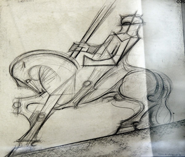Early sketch for centurion Longinus by Josep Maria Subirachs at Sagrada Familia. Barcelona, Spain.