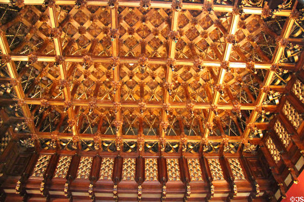 Ceiling in reception hall at Palau Güell. Barcelona, Spain.