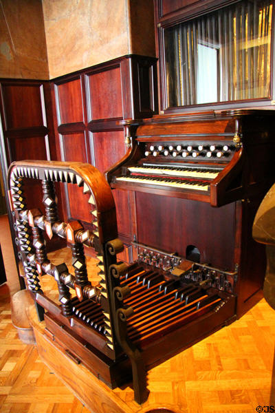Organ console at Palau Güell. Barcelona, Spain.