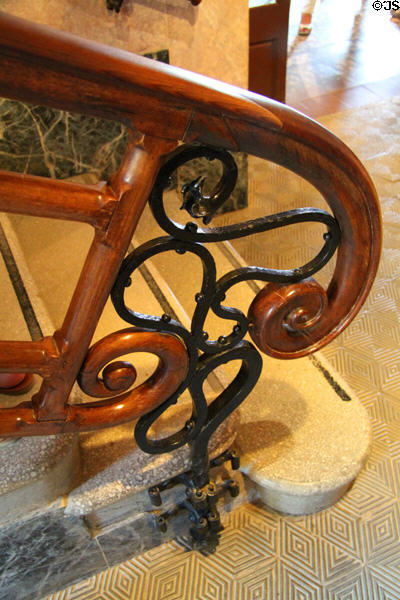 Staircase banister in Gaudi House Museum in Parc Güell. Barcelona, Spain.