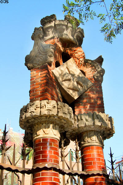 Detail of Modernista gates at Hospital de Sant Pau. Barcelona, Spain.