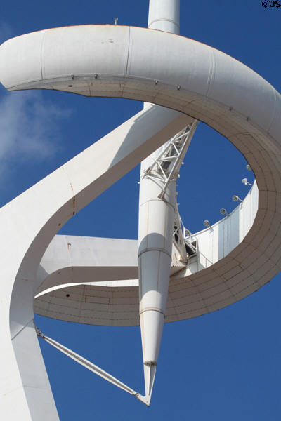 Communications antenna detail of Calatrava's Olympic Tower of 1992 Olympic Games. Barcelona, Spain.