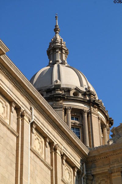 Dome of Palau Nacional on Montjuïc hill. Barcelona, Spain.