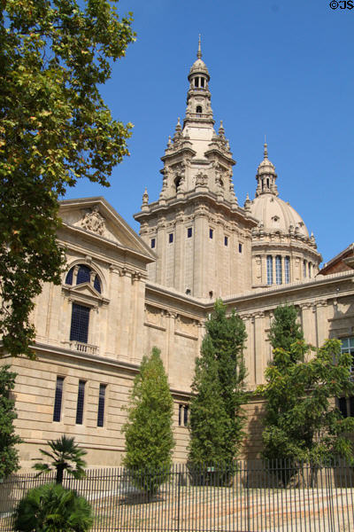 Towers of Palau Nacional on Montjuïc hill. Barcelona, Spain.
