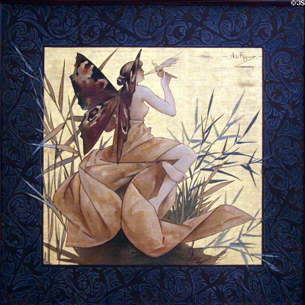 Nymph painting (1887) by Alexandre de Riquer at Museu Nacional d'Art de Catalunya. Barcelona, Spain.