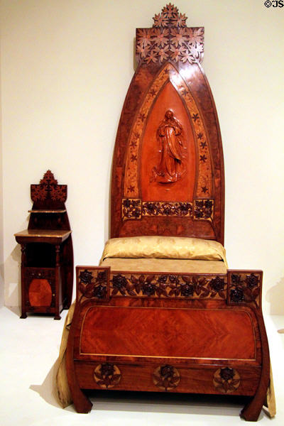 Modernista bed (c1900-4) by Gaspar Homar at Museu Nacional d'Art de Catalunya. Barcelona, Spain.