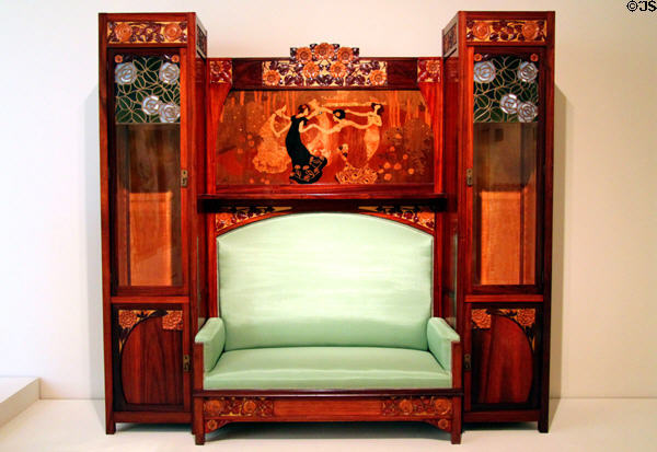 Modernista sofa & display case (c1903) by Gaspar Homar at Museu Nacional d'Art de Catalunya. Barcelona, Spain.