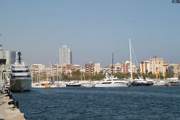 Skyline of Barceloneta area of Barcelona. Barcelona, Spain.