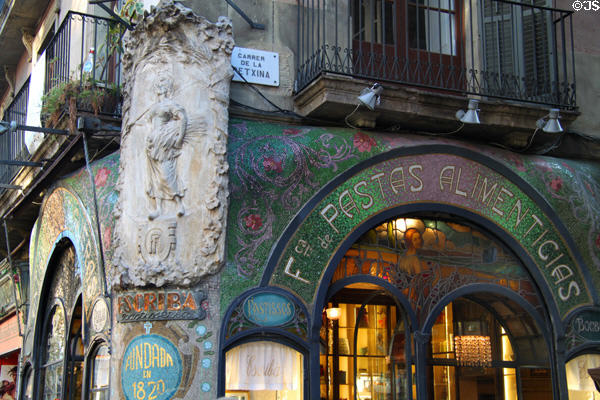 Antigua Casa Figueras (decorated 1902) (Rambla 83) by Antoni Ros, Lambert Escaler, Rigalt Co., Granell & Co. & Mario Maragliano. Barcelona, Spain.