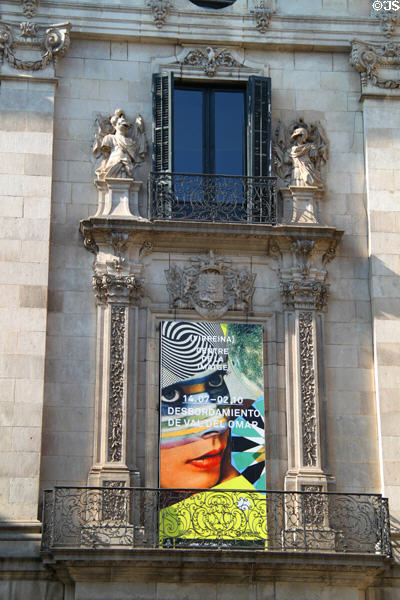 Detail of Palau de la Virreina on La Rambla. Barcelona, Spain.