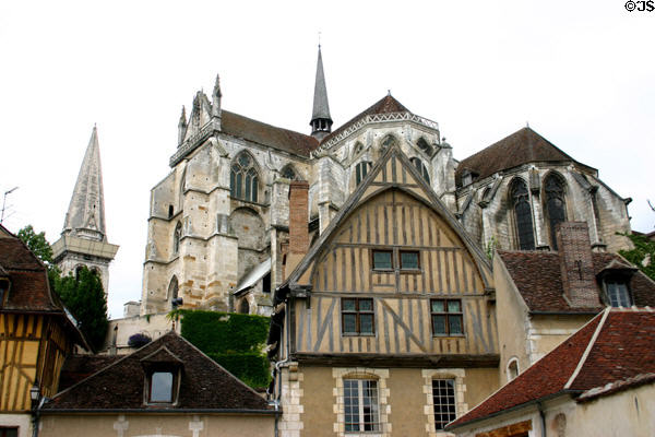 Abbey of St Germaine from L'Yonne River. Auxerre, France.