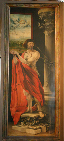St Sebastian detail on Isenheim Altarpiece by Matthius Grünewald in Unterlinden Museum. Colmar, France.