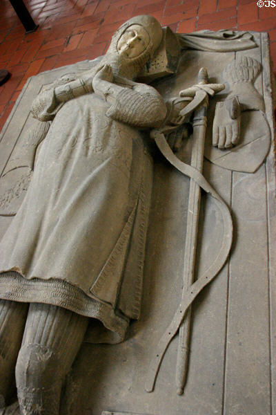 Tomb of knight Ulrich von Hus, lord of Isenheim (c1342) attributed by Woelflin de Rouffach in Unterlinden Museum. Colmar, France.