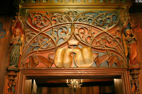 Carved doorway in Haut Koenigsbourg. France.