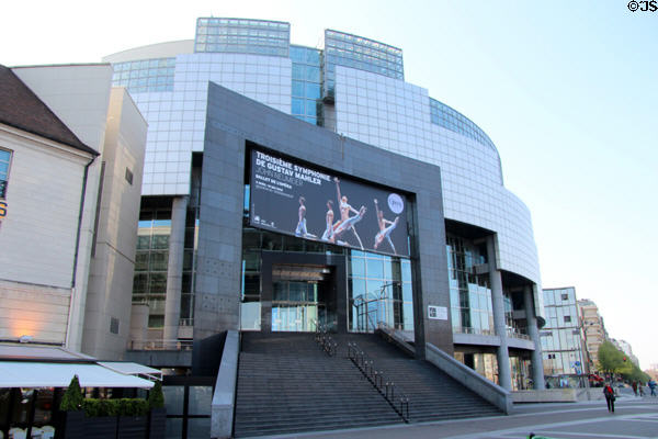 Entrance staircase & archway to Bastille Opera House. Paris, France.