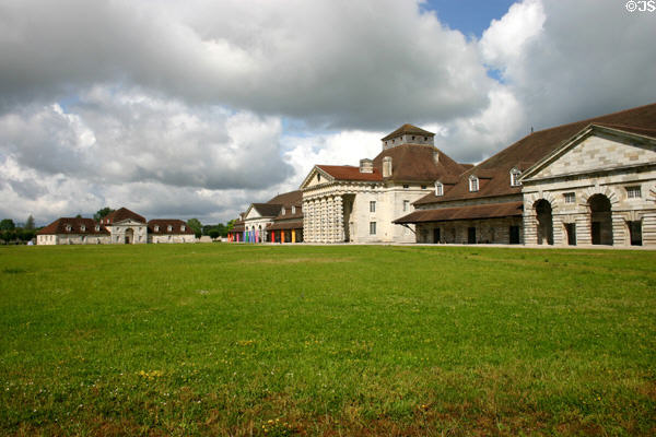 Saline Royale (1774-9) designed as a planned city for salt production designated by UNESCO. Arc-et-Senans, France. Style: Neoclassical. Architect: Claude-Nicolas Ledoux.