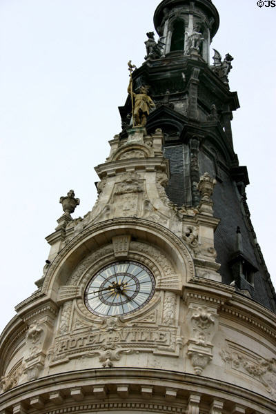 City hall tower detail. Sens, France.