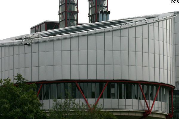 Sloped roof of court facility at European Court of Human Rights. Strasbourg, France.