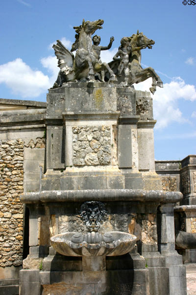 Winged horses in grottos of Vaux-le-Vicomte chateau. Melun, France.