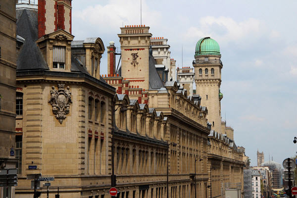 Sorbonne University buildings along rue St-Jacques including observatory tower. Paris, France.